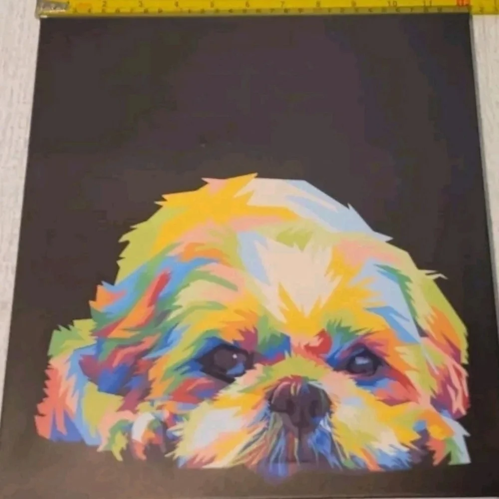 Art Deco Doggie 12x12 Wall Hanging Abstract Terrier NEW.